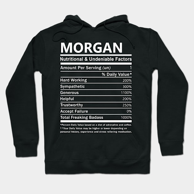 Morgan Name T Shirt - Morgan Nutritional and Undeniable Name Factors Gift Item Tee Hoodie by nikitak4um